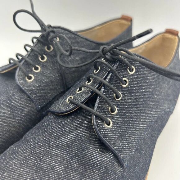 Attilio Giusti Leombruni 38 / US 7.5 Chambray Oxfords Shoes Flats - Picture 2 of 11